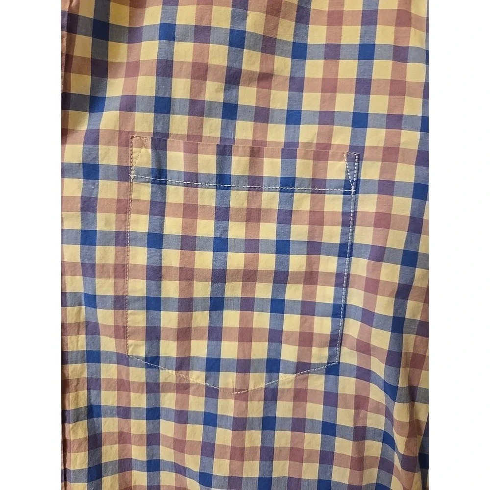 J. Crew Small Men Button Up Blue Purple White Checked Long Sleeve Cotton‎